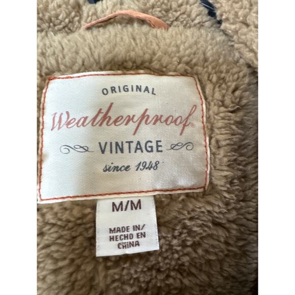 Original Weatherproof Vintage faux fur lined gray hooded brown vest size large - Picture 7 of 11